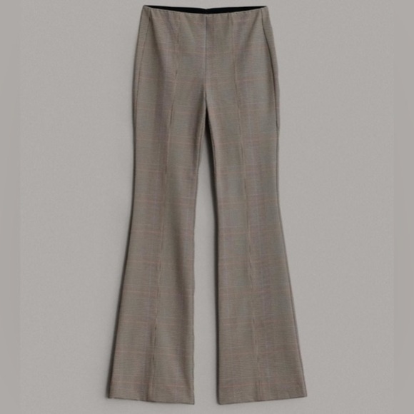 Rag & Bone Plaid Flare Pants in Gray and Brown Size 8 Back Zipper Stretch - Picture 4 of 16